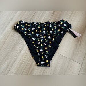 NWT Victoria’s Secret Black Lemon Floral Swim Bottoms Size M